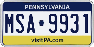 PA license plate MSA9931