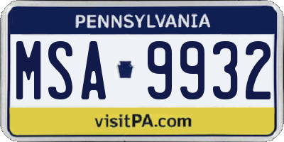 PA license plate MSA9932