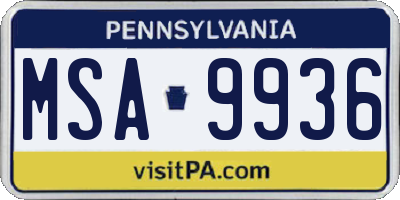 PA license plate MSA9936