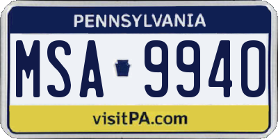 PA license plate MSA9940