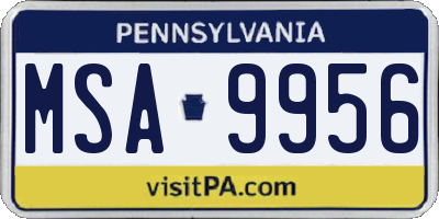 PA license plate MSA9956
