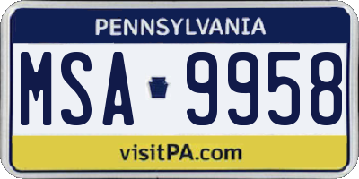 PA license plate MSA9958