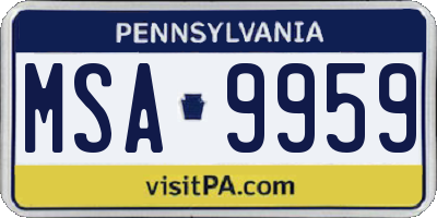 PA license plate MSA9959