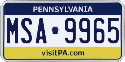 PA license plate MSA9965