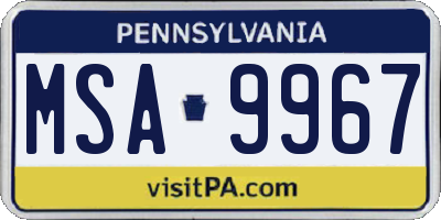 PA license plate MSA9967