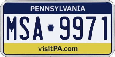 PA license plate MSA9971