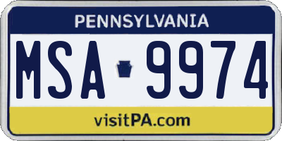 PA license plate MSA9974