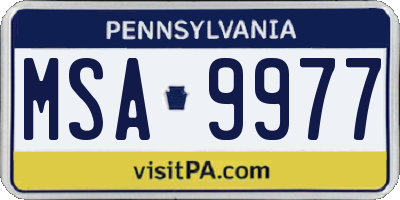 PA license plate MSA9977