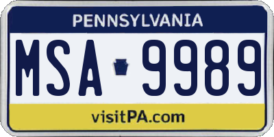 PA license plate MSA9989
