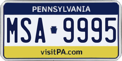 PA license plate MSA9995