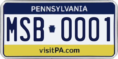 PA license plate MSB0001