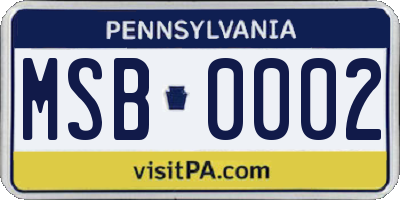 PA license plate MSB0002