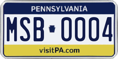 PA license plate MSB0004