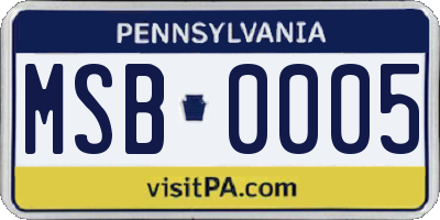 PA license plate MSB0005