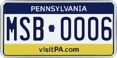 PA license plate MSB0006