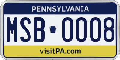 PA license plate MSB0008