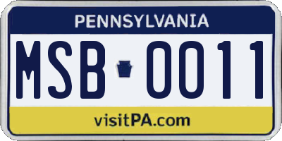 PA license plate MSB0011
