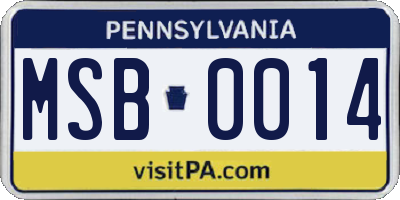 PA license plate MSB0014