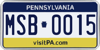 PA license plate MSB0015