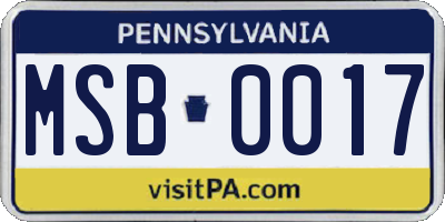 PA license plate MSB0017