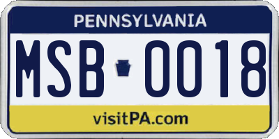 PA license plate MSB0018
