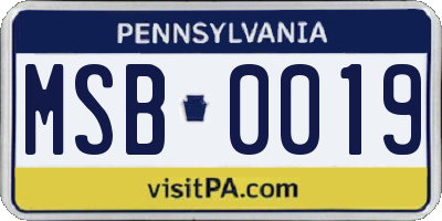 PA license plate MSB0019