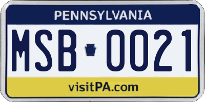 PA license plate MSB0021