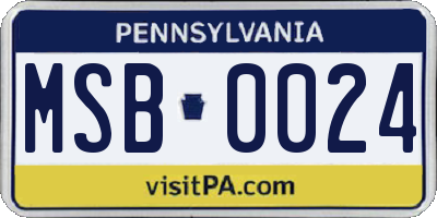 PA license plate MSB0024