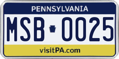PA license plate MSB0025
