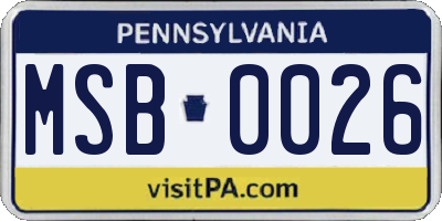 PA license plate MSB0026