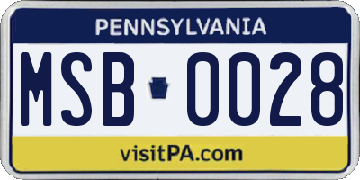 PA license plate MSB0028