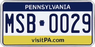 PA license plate MSB0029