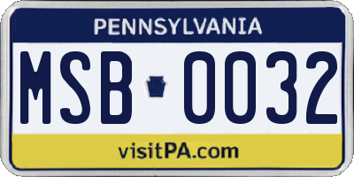 PA license plate MSB0032