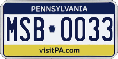 PA license plate MSB0033