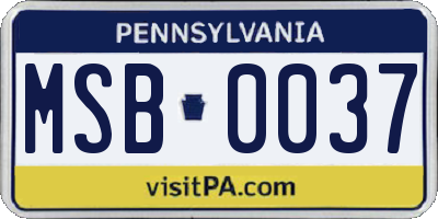 PA license plate MSB0037