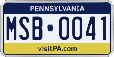 PA license plate MSB0041
