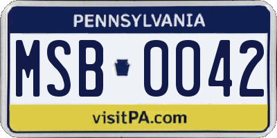 PA license plate MSB0042