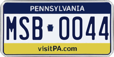 PA license plate MSB0044
