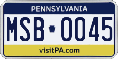 PA license plate MSB0045