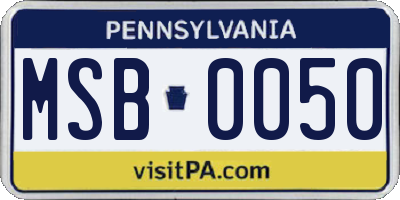 PA license plate MSB0050