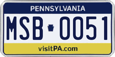PA license plate MSB0051