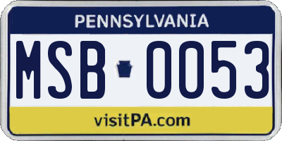PA license plate MSB0053