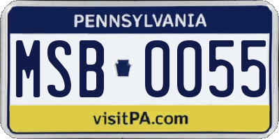 PA license plate MSB0055