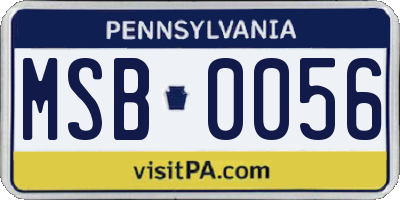 PA license plate MSB0056