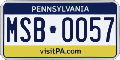 PA license plate MSB0057