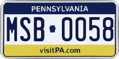 PA license plate MSB0058