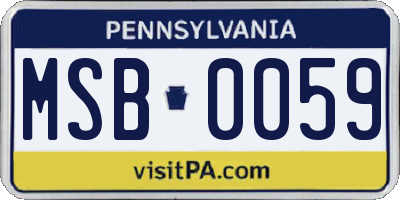 PA license plate MSB0059
