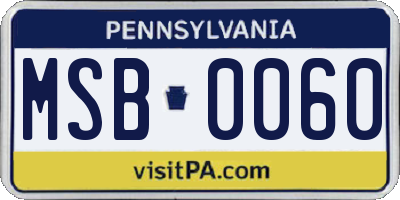 PA license plate MSB0060