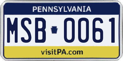 PA license plate MSB0061