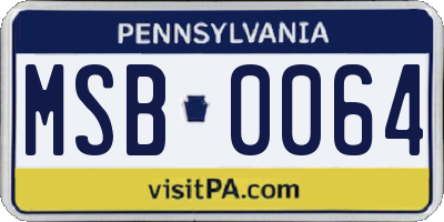 PA license plate MSB0064